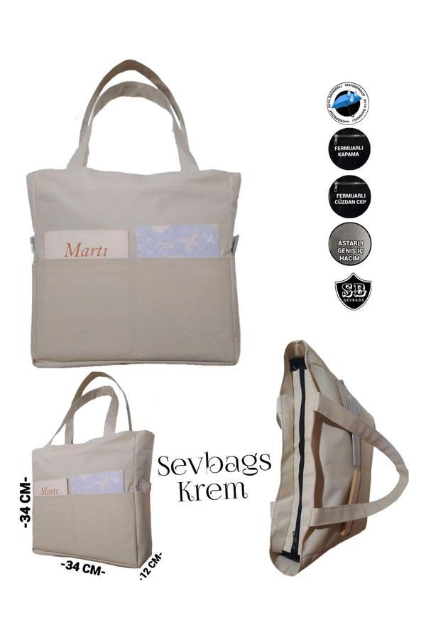 Sevbags Astarlı Kadın Krem Spor Okul Askılı Omuz Ve Kol Çantası - Image 1