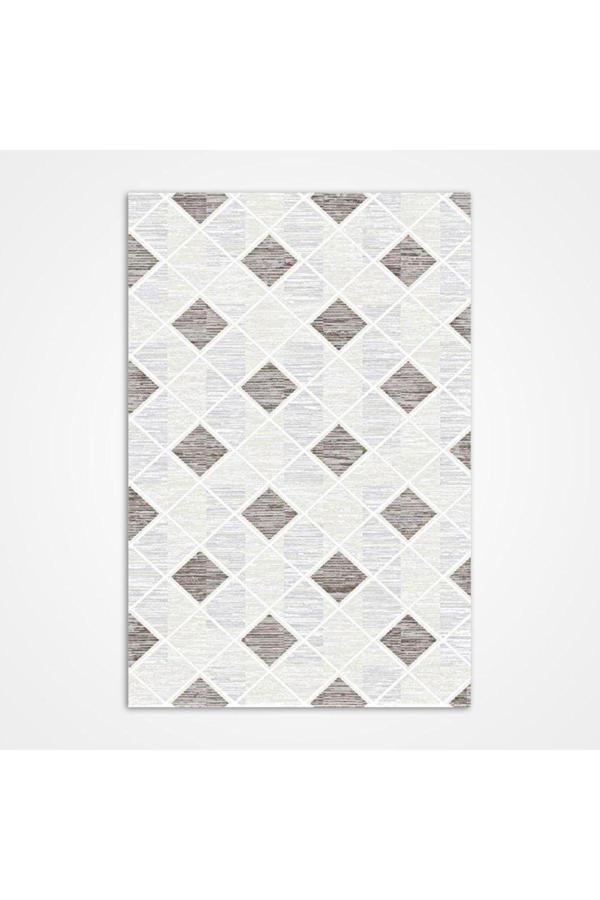 Jayleen Gri Geometrik Etnik Modern Desenli Hav Vermeyen Leke Tutmayan Kolay Temizlenen Yumuşak Makine Salon Yolluk Mutfak Halı - Image 1