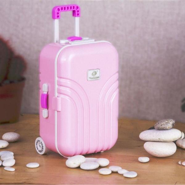 Coverzone Pembe Bavul Tasarımlı Kurmalı Müzik Ve Takı Kutusu 17 cm - Image 1