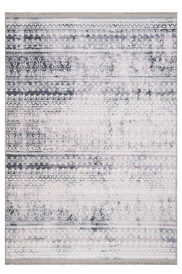 Ajdovscina Geometrik Gri Polyester Dikdörtgen Modern Desenli Pamuk Makinada Yıkanabilir Hav Toz Vermez Leke Tutmayan Kaymaz Taban Dijital Makine Baskı Salon Yolluk Mutfak Halı - Image 1