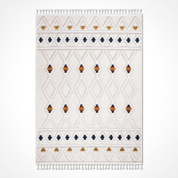 Honey Bej Geometrik Etnik Modern Desenli Hav Vermeyen Leke Tutmayan Kolay Temizlenen Yumuşak Makine Salon Yolluk Mutfak Halı - Image 1
