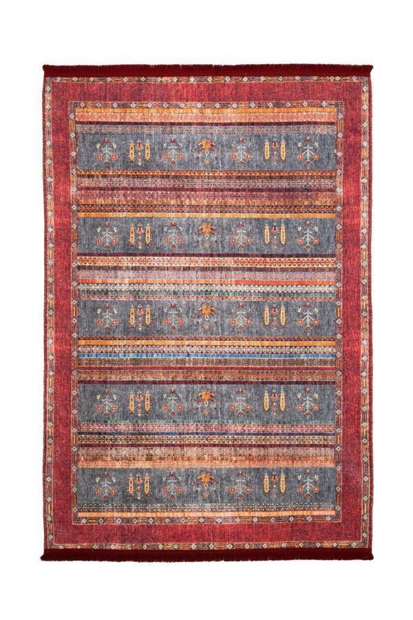 Almere Etnik Kırmızı Polyester Dikdörtgen Modern Desenli Pamuk Makinada Yıkanabilir Hav Toz Vermez Leke Tutmayan Kaymaz Taban Dijital Makine Baskı Salon Yolluk Mutfak Halı - Image 1