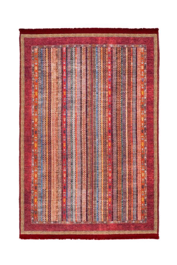 Groningen Etnik Kırmızı Polyester Dikdörtgen Modern Desenli Pamuk Makinada Yıkanabilir Hav Toz Vermez Leke Tutmayan Kaymaz Taban Dijital Makine Baskı Salon Yolluk Mutfak Halı - Image 1