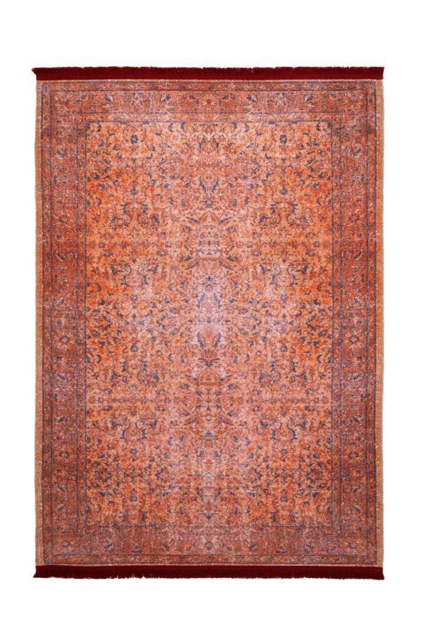 Alkmaar Çerçeveli Turuncu Polyester Dikdörtgen Modern Desenli Pamuk Makinada Yıkanabilir Hav Toz Vermez Leke Tutmayan Kaymaz Taban Dijital Makine Baskı Salon Yolluk Mutfak Halı - Image 1