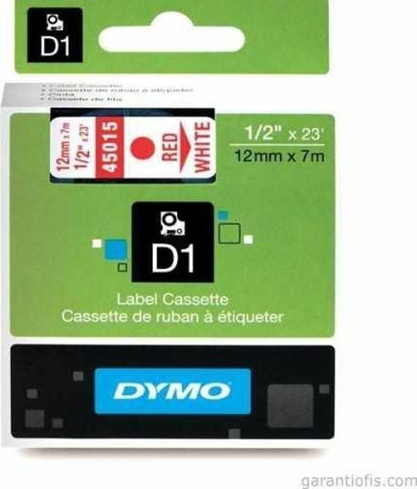 DYMO D1 Beyaz/Kırmızı Yedek Şerit 12mm x 7mt (45015) - Image 1