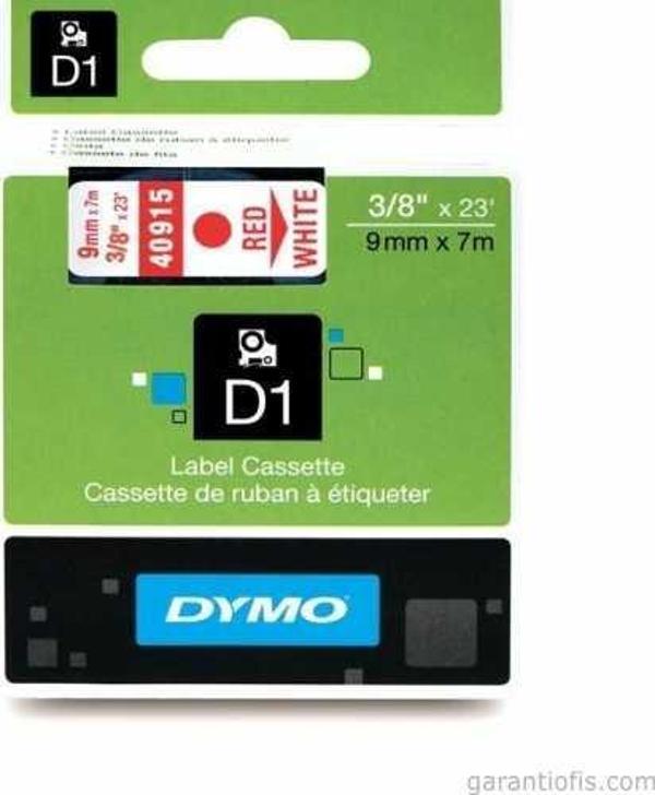DYMO D1 Beyaz/Kırmızı Yedek Şerit 9mm x 7mt (40915) - Image 1