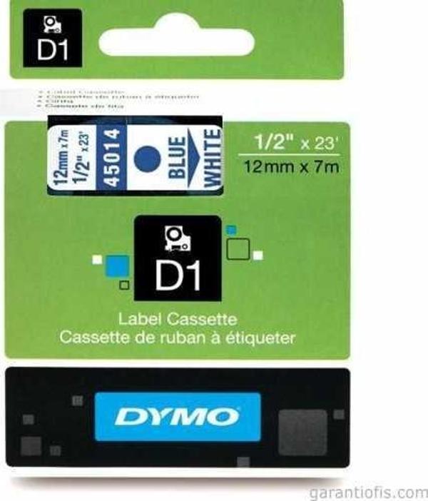 DYMO D1 Beyaz/Mavi Yedek Şerit 12mm x 7mt (45014) - Image 1