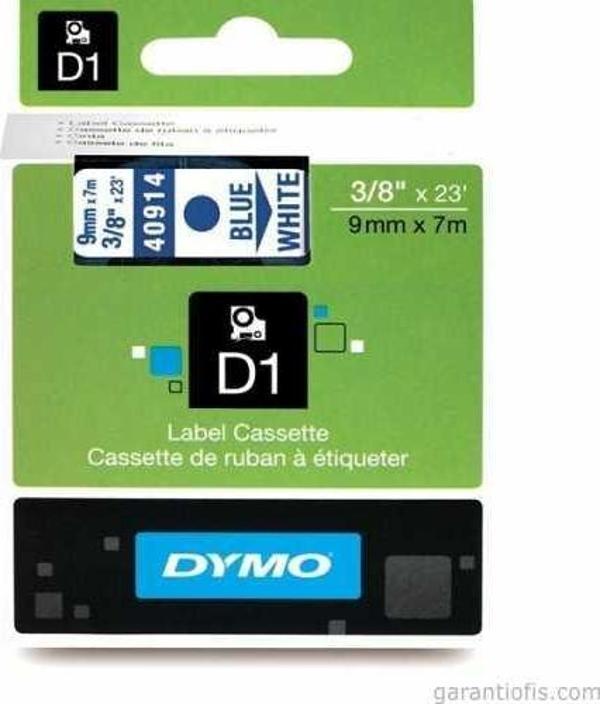 DYMO D1 Beyaz/Mavi Yedek Şerit 9mm x 7mt (40914) - Image 1