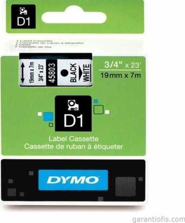 DYMO D1 Beyaz/Siyah Yedek Şerit 19mm x 7mt (45803) - Image 1