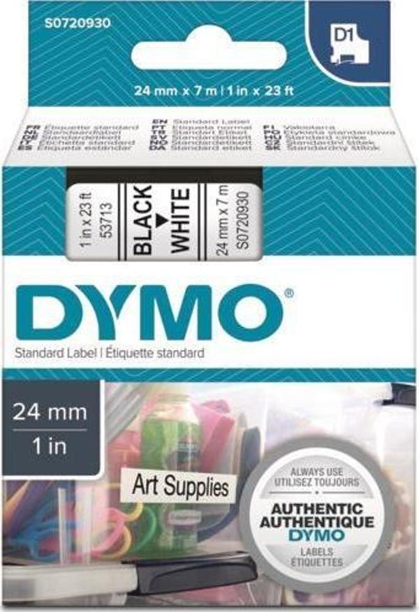 DYMO D1 Beyaz/Siyah Yedek Şerit 24mm x 7mt (53713) - Image 1