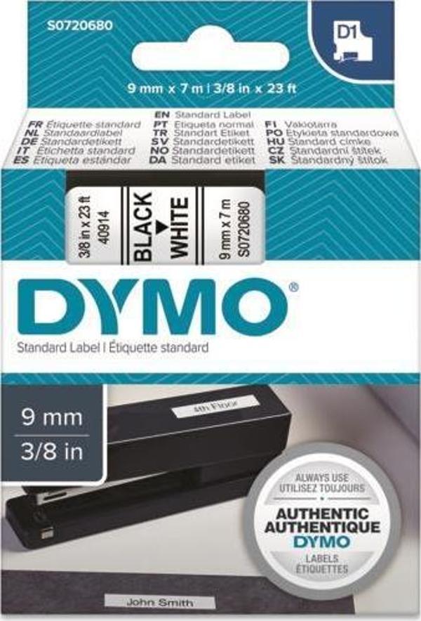 DYMO D1 Beyaz/Siyah Yedek Şerit 9mm x 7mt (40913) - Image 1