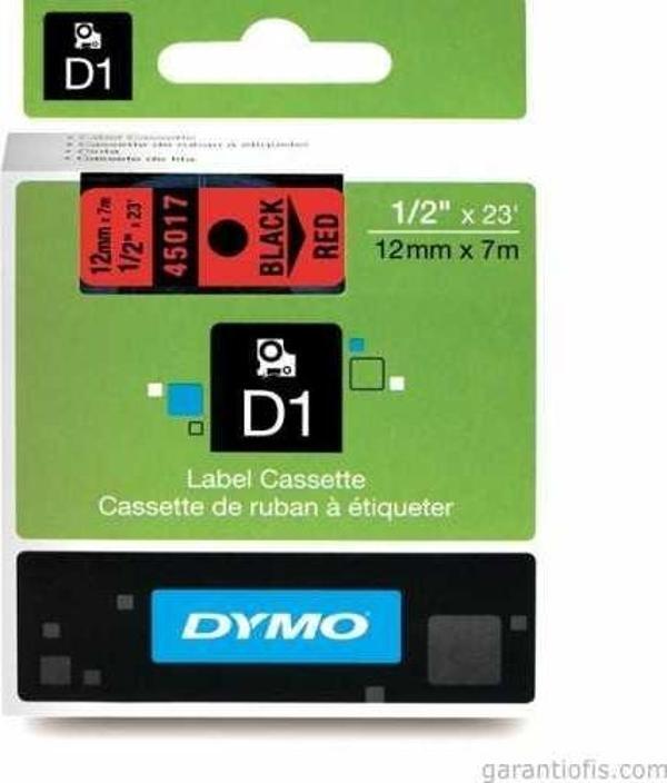DYMO D1 Kırmızı/Siyah Yedek Şerit 12mm x 7mt (45017) - Image 1
