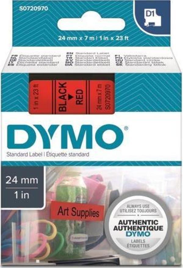 DYMO D1 Kırmızı/Siyah Yedek Şerit 24mm x 7mt (53717) - Image 1