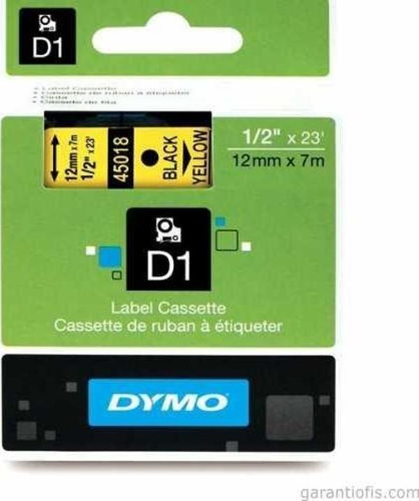 DYMO D1 Sarı/Siyah Yedek Şerit 12mm x 7mt (45018) - Image 1