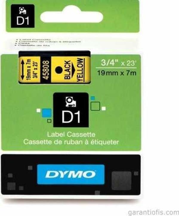 DYMO D1 Sarı/Siyah Yedek Şerit 19mm x 7mt (45808) - Image 1
