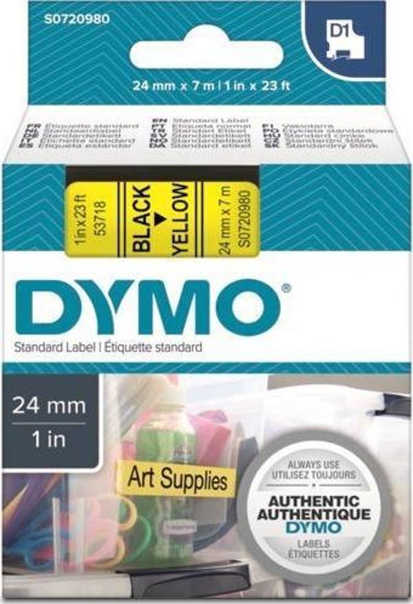 DYMO D1 Sarı/Siyah Yedek Şerit 24mm x 7mt (53718) - Image 1