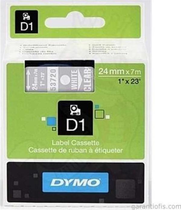 DYMO D1 Şeffaf/Beyaz Yedek Şerit 24mm x 7mt (53720) - Image 1