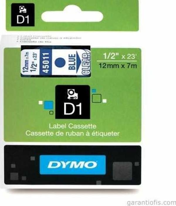 DYMO D1 Şeffaf/Mavi Yedek Şerit 12mm x 7mt (45011) - Image 1