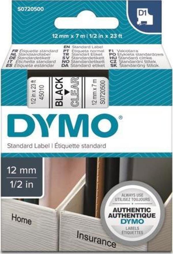 DYMO D1 Şeffaf/Siyah Yedek Şerit 12mm x 7mt (45010) - Image 1