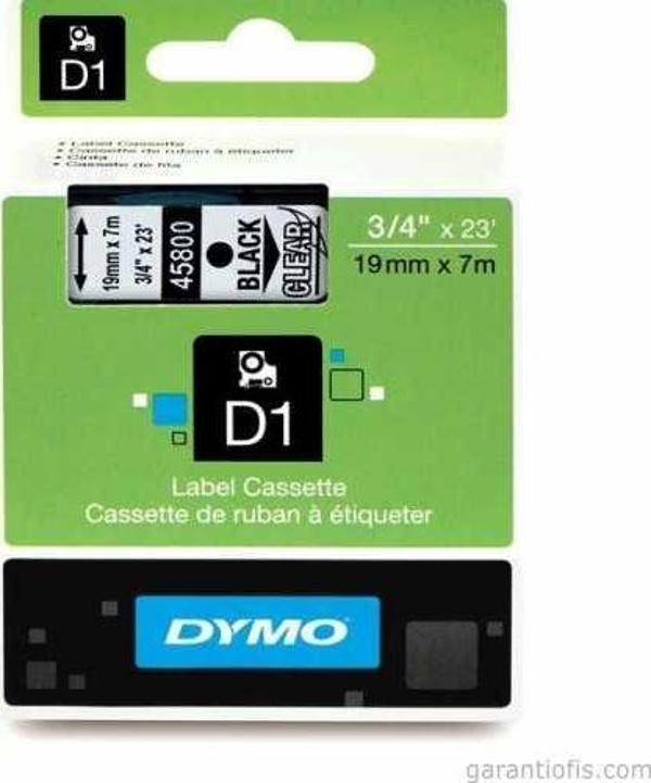 DYMO D1 Şeffaf/Siyah Yedek Şerit 19mm x 7mt (45800) - Image 1