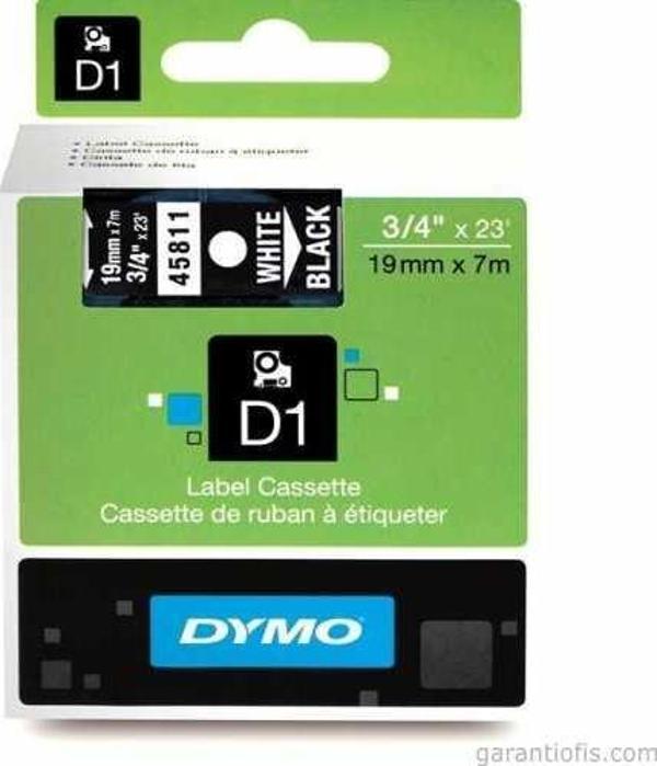 DYMO D1 Siyah/Beyaz Yedek Şerit 19mm x 7mt (45811) - Image 1