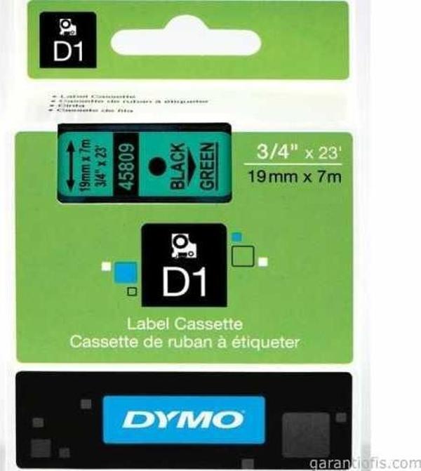 DYMO D1 Yeşil/Siyah Yedek Şerit 19mm x 7mt (45809) - Image 1