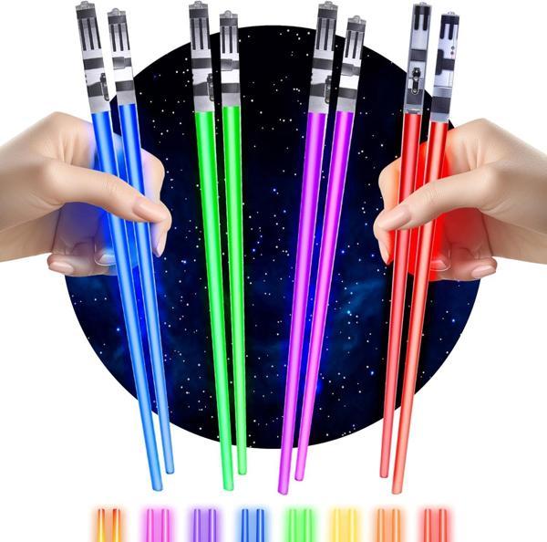 Valkyrie 8 Parça LED Işıklı Chopstik Işık Kılıcı Yemek Çubukları  Star Wars Tema Çöpstik - Image 1