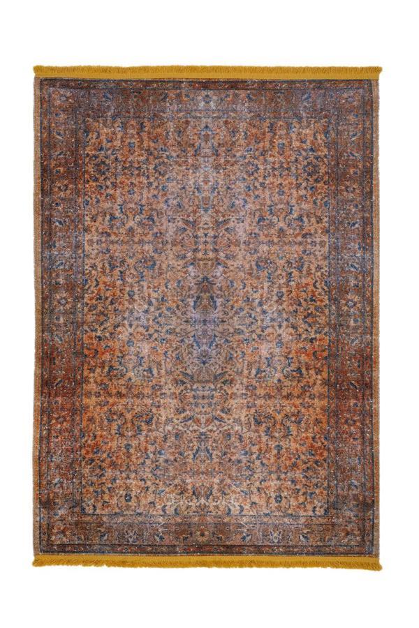 Leeuwarden Çerçeveli Kahverengi Polyester Dikdörtgen Modern Desenli Pamuk Makinada Yıkanabilir Hav Toz Vermez Leke Tutmayan Kaymaz Taban Dijital Makine Baskı Salon Yolluk Mutfak Halı - Image 1
