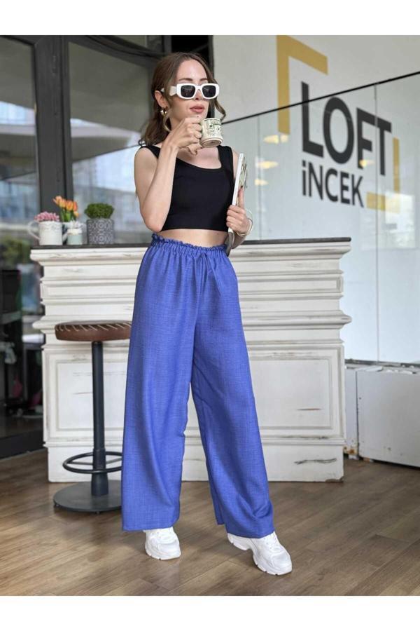 Boutich Kadın Beli Lastikl Palazzo Pantolon - Image 1