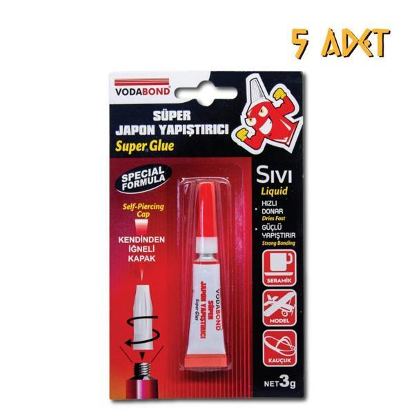 VodaBond Süper Japon Yapıştırıcı Şeffaf - 3 gr. - 5 Adet - Image 1