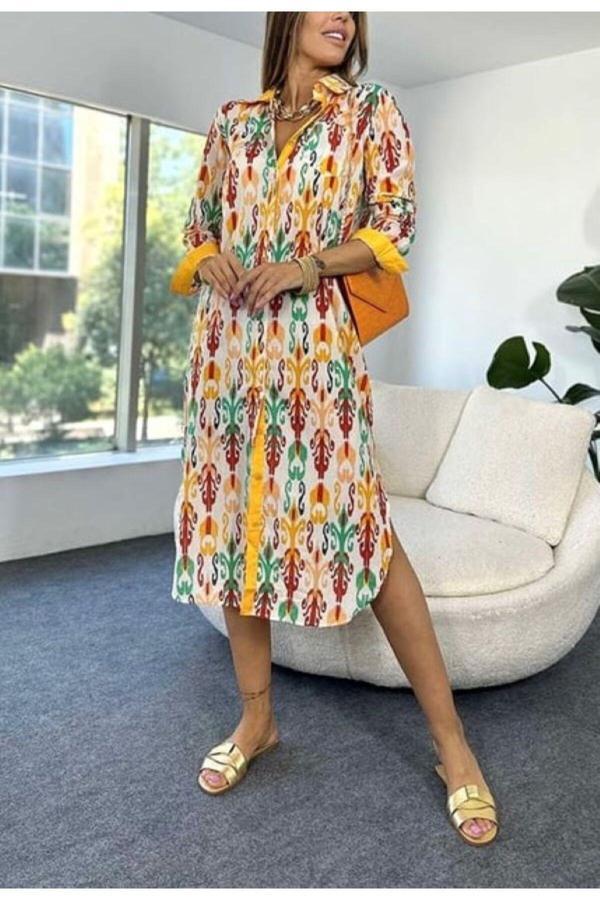 Boutich Kadın Desenli Gömlek Elbise - Image 1