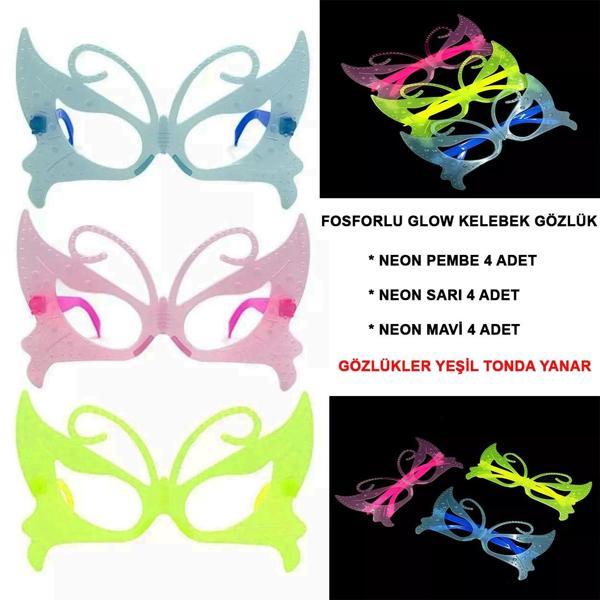 Fosforlu Neon Parti Gözlüğü Seti 12 Adet - Image 1