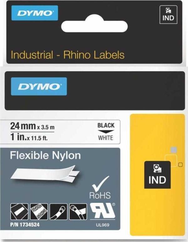 DYMO Rhino Pro Esnek Naylon Şerit 24mmx3,5m Beyaz/Siyah (1734524) - Image 1