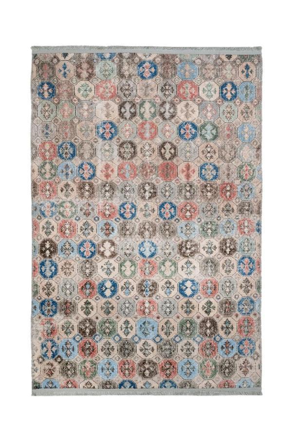 Brda Patchwork Gri Polyester Dikdörtgen Modern Desenli Pamuk Makinada Yıkanabilir Hav Toz Vermez Leke Tutmayan Kaymaz Taban Dijital Makine Baskı Salon Yolluk Mutfak Halı - Image 1