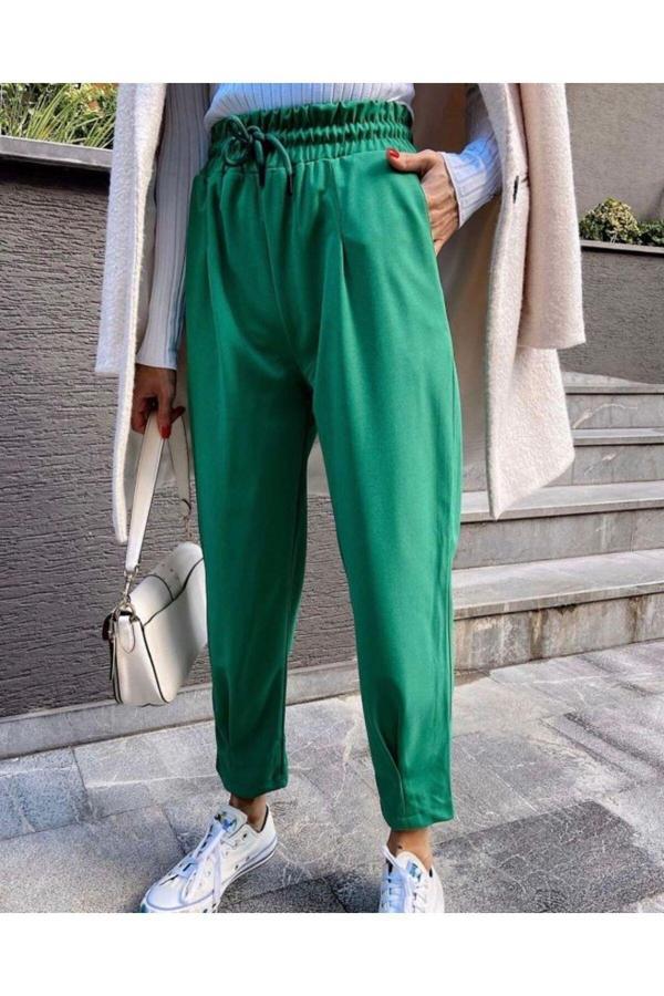 Boutich Kadın Paçası Pensli Kumaş Pantolon - Image 1