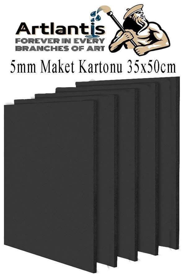 Maket Kartonu Siyah Fotoblok 5 mm 35x50 cm 5 Adet Hobi Sanat Okul Köpüklü Straforlu Maket Kartonu - Image 1
