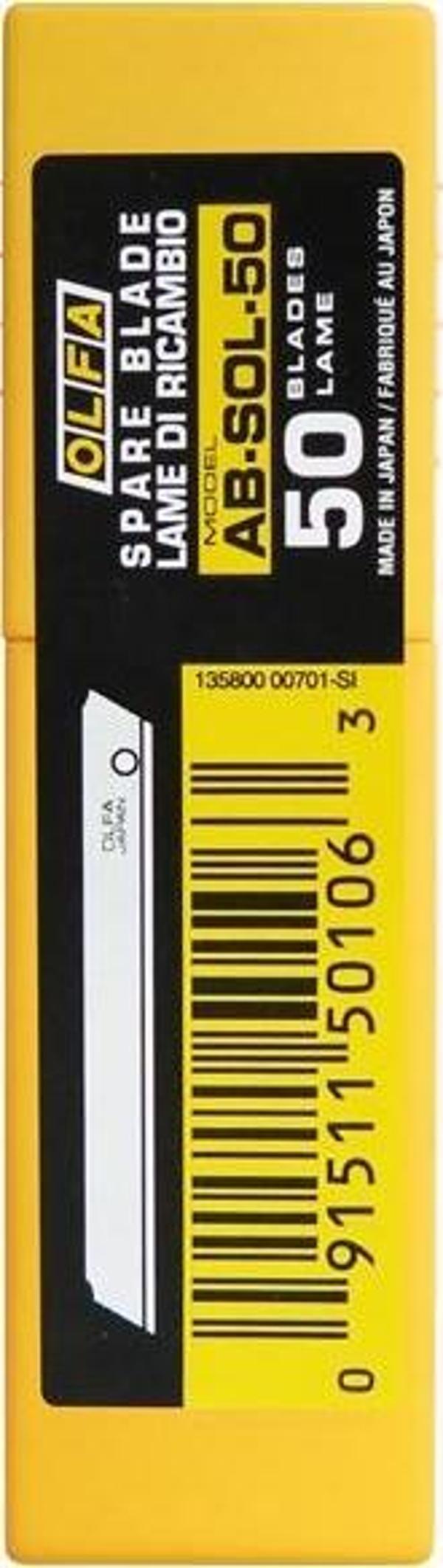 OLFA AB-SOL-50 Standart Tek Gövdeli (Kırımsız) Dar Maket Bıçağı Yedeği (50 li) - Image 1