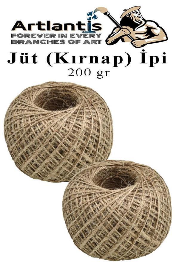 Jüt İpi Kırnap 200 Metre Mumlu Kırnap İplik Jüt İp Kendir İp Süs Naturel Doğal İplik Hasır İplik Çuval İp - Image 1