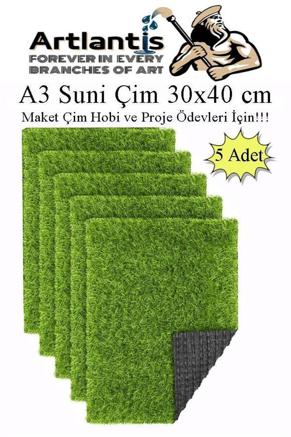 Yapay Çim A3 30x40 cm 5 Adet A3 Boyutunda Maket Çim Dekorati Yapay Çim Halı Teraryum Suni Çim - Image 1