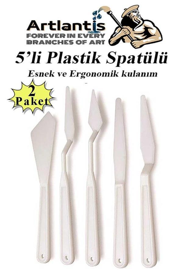 Plastik Spatül 5 Li Set Resim Ve Heykel Plastik Spatula Esnek Plastik Palet Bıçağı 2 Paket - Image 1
