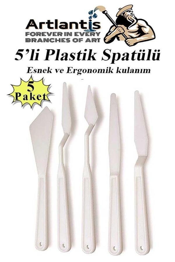 Plastik Spatül 5 Li Set Resim Ve Heykel Plastik Spatula Esnek Plastik Palet Bıçağı 5 Paket - Image 1