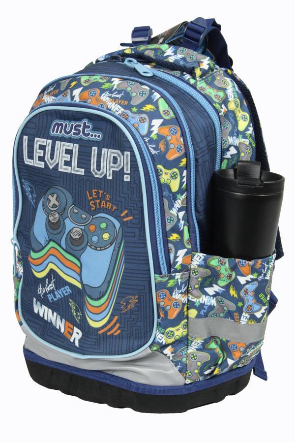 MUST 585192 Level Up Çift Cepli İlkokul Sırt Çantası-Siyah - Image 1
