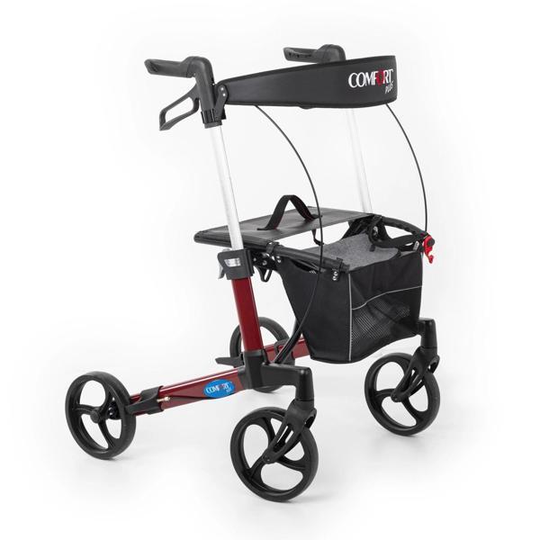 Comfort Plus Rolatör Yürüteç Bordo | Alüminyum Şase, Katlanabilir Frenli 8'' Tekerlekli, Oturaklı ve - Image 1