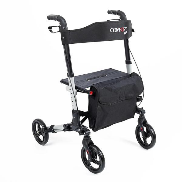 Comfort Plus Rolatör Yürüteç Gri | Alüminyum Gövde, Katlanabilir, Oturmalı, Frenli ve Dolgu Tekerlek - Image 1