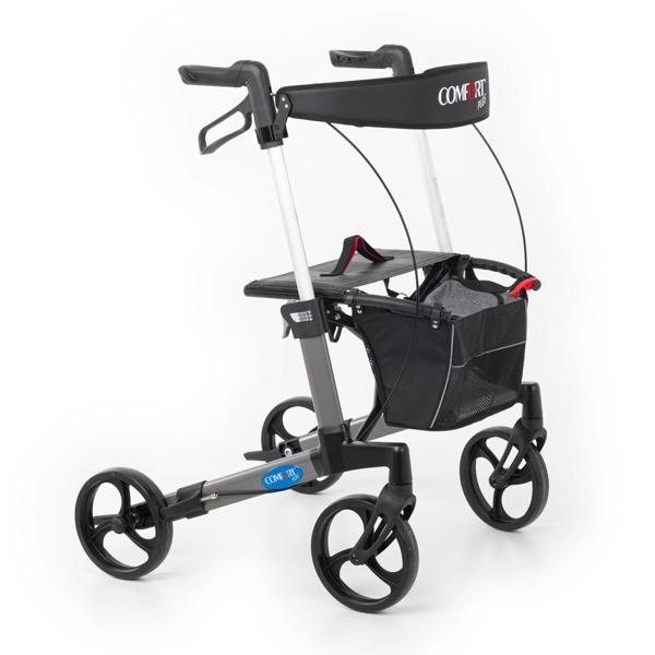 Comfort Plus Rolatör Yürüteç Gri | Alüminyum Şase, Katlanabilir 8” Frenli Tekerlekli, Oturaklı ve Se - Image 1