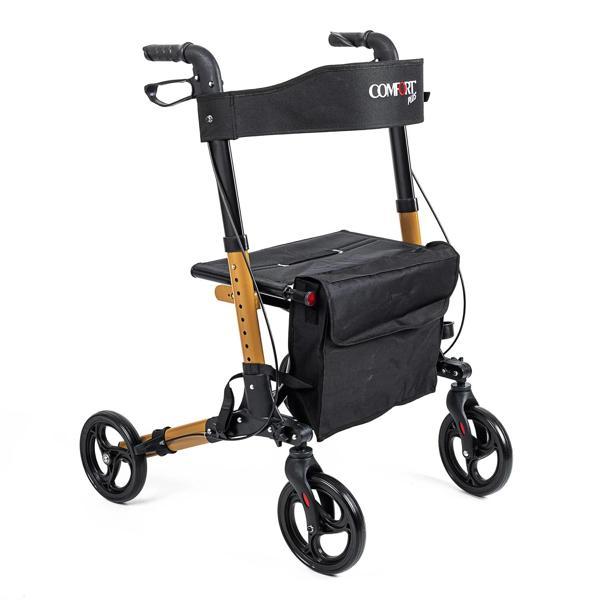 Comfort Plus Rolatör Yürüteç Kahverengi | Alüminyum Gövde, Katlanabilir, Oturmalı, Frenli ve Dolgu T - Image 1