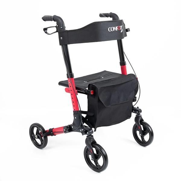 Comfort Plus Rolatör Yürüteç Kırmızı | Alüminyum Gövde, Katlanabilir, Oturmalı, Frenli ve Dolgu Teke - Image 1