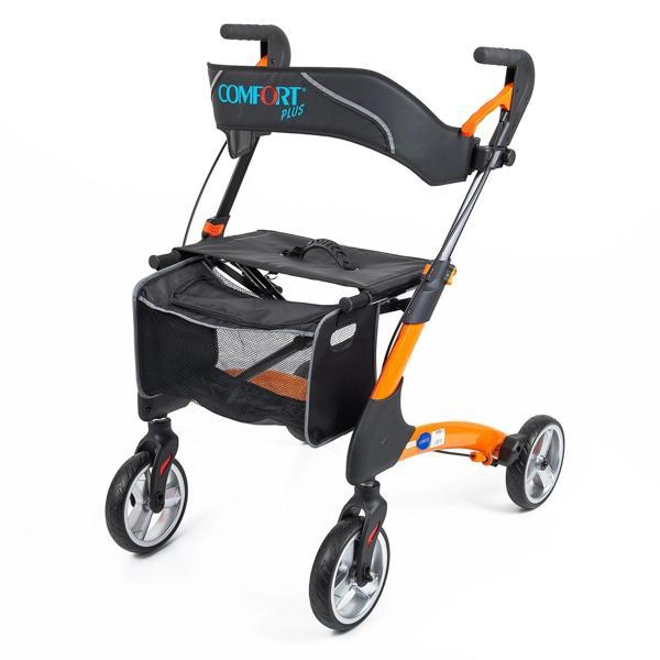 Comfort Plus Rolatör Yürüteç Turuncu | Alüminyum Gövde, 7'' PVC Tekerlekli, Katlanabilir ve Frenli D - Image 1
