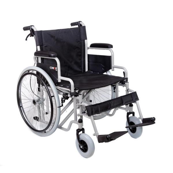 Comfort Plus Tekerlekli Sandalye | 60 cm Geniş Oturum, Çift Makaslı Çelik Şase, Refakatçi Frenli DM- - Image 1
