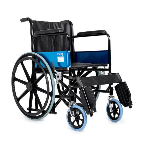 Comfort Plus Tekerlekli Sandalye | Deri Döşeme, Katlanabilir Çelik Gövde, Ekonomik Model KY809 - Image 1
